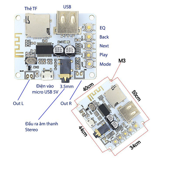 Mạch giải mã âm thanh bluetooth tích hợp USB thẻ nhớ
