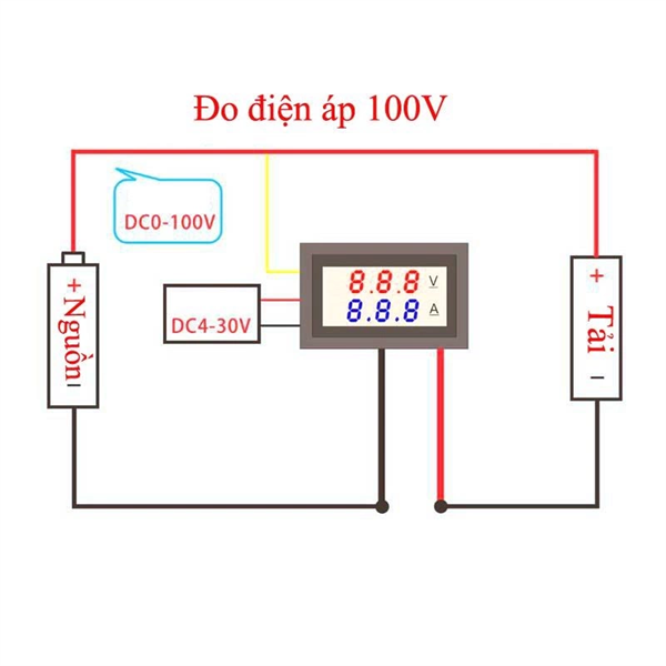 Vôn kế DC điện tử 100V 10A đo điện áp và dòng tiêu thụ