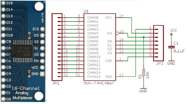 Module Mở Rộng Chân Tín Hiệu 16 Kênh CD74HC4067