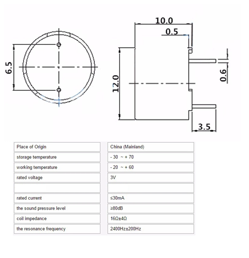 (2 Cái ) Buzzer Còi Chíp 9.5x12mm 3v