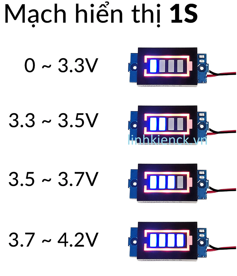 Mạch Hiển Thị Báo Mức Năng Lượng Pin 1S / 3.3v - 4.2v