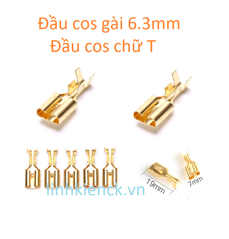 (10 Cái) Đầu cos gài 6.3mm C, đầu cos chữ T, cốt kẹp dây, cốt nối dây điện