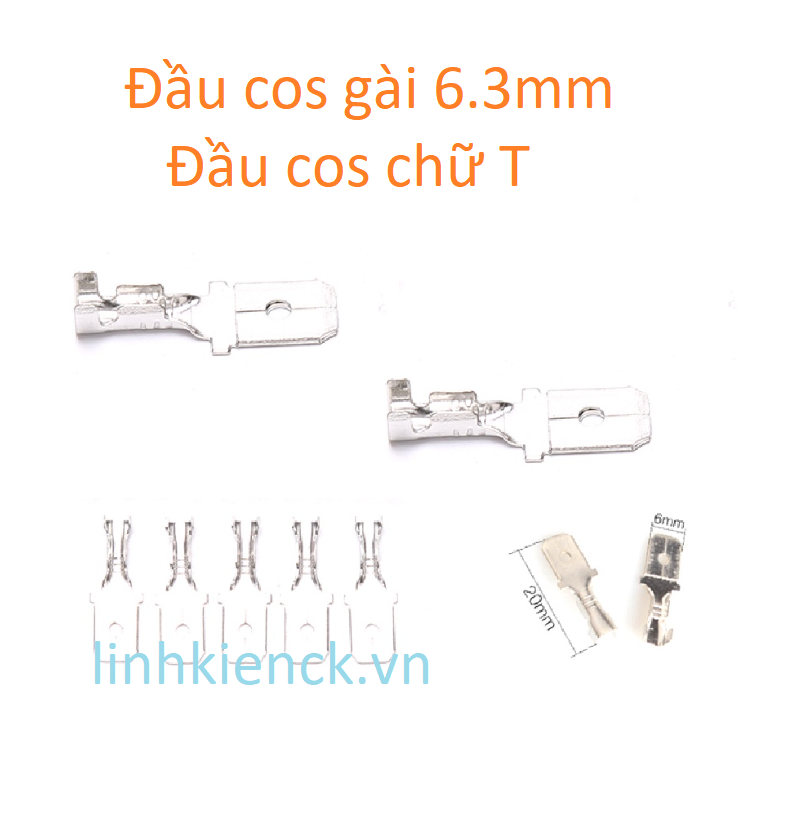 (10 Cái) Đầu cos gài 6.3mm E, đầu cos chữ T, cốt kẹp dây, cốt nối dây điện