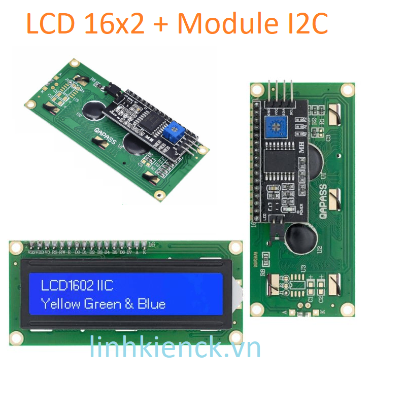 LCD1602 1602 16x02 màu xanh dương kèm module I2C