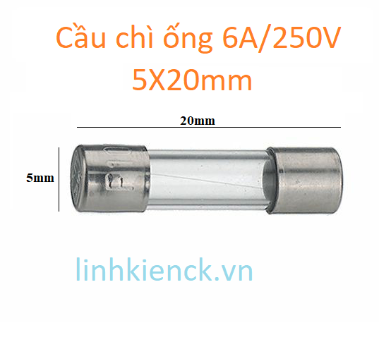 Cầu chì ống 6A/250V 5X20mm (10 cái)