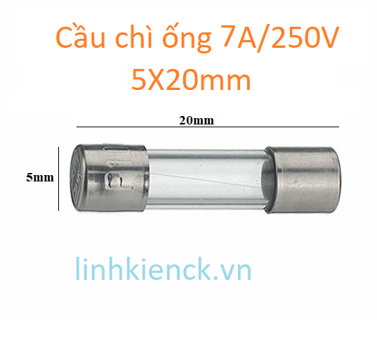 Cầu chì ống 7A/250V 5X20mm (10 cái)