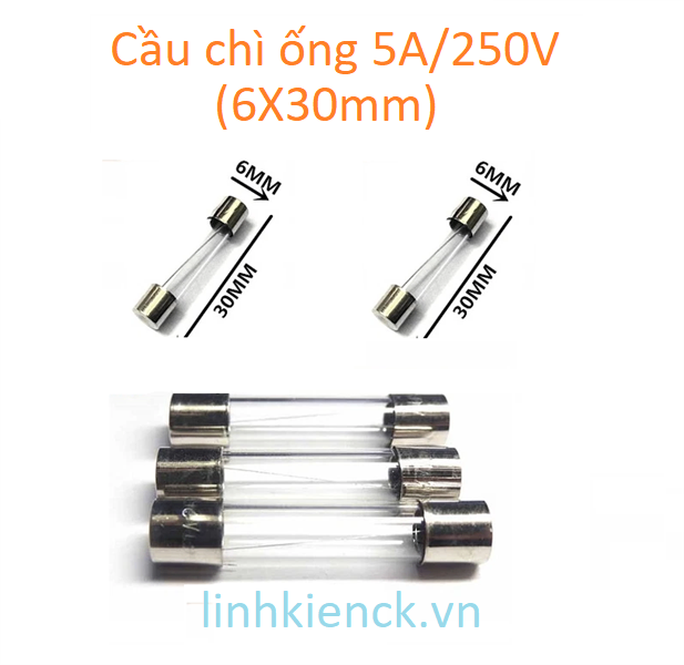 (5 Cái ) Cầu chì ống 5A/250V (6X30mm)