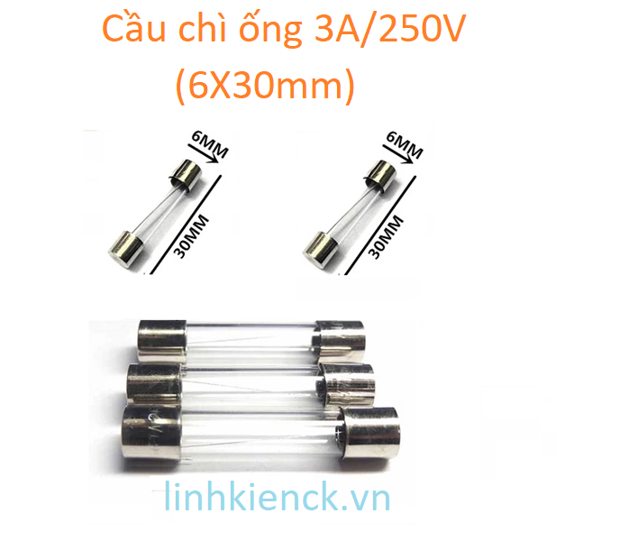 (5 Cái) Cầu chì ống 3A/250V (6X30mm)