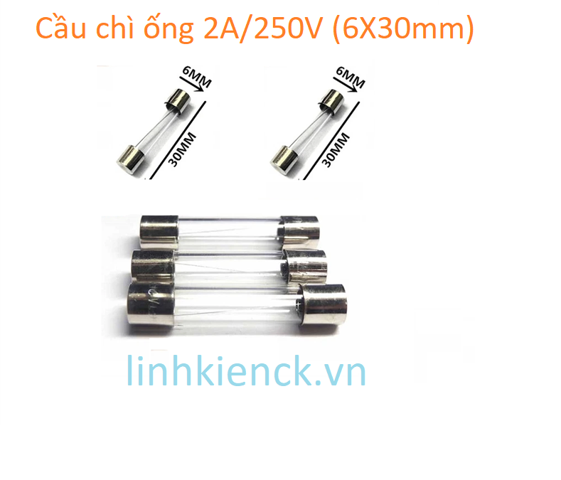(5 Cái ) Cầu chì ống 2A/250V (6X30mm)