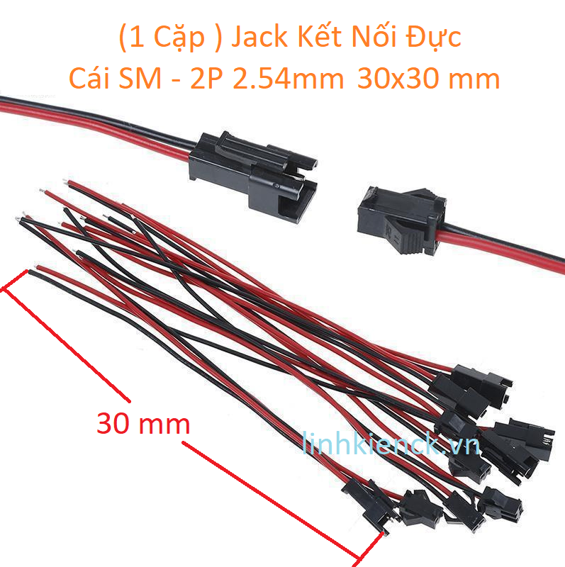 (1 Cặp) Jack kết nối (Đực Cái) SM -2P 2.54mm (30x30 mm)