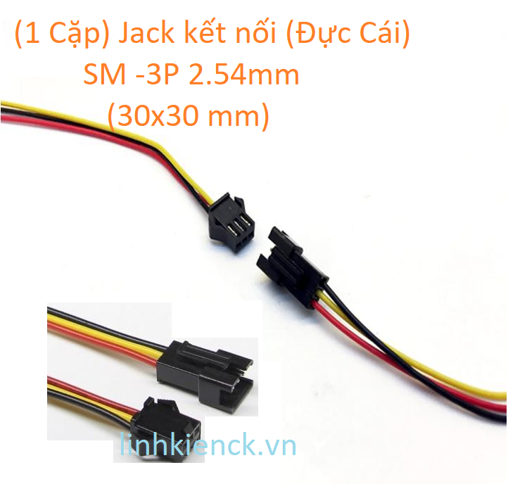 (1 Cặp) Jack kết nối (Đực Cái) SM -3P 2.54mm (30x30 mm)