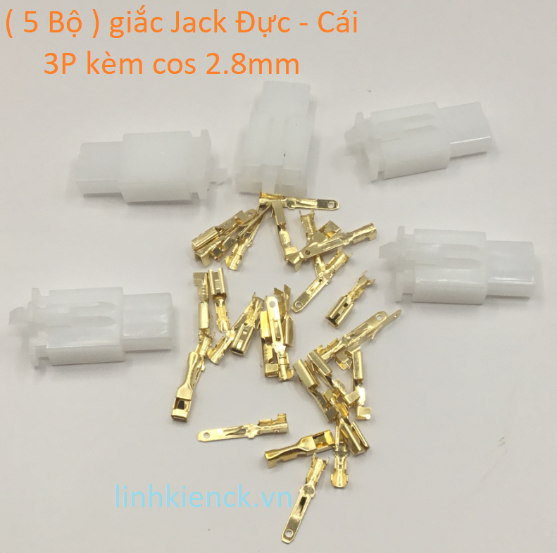 (5 Bộ) giắc Jack Đực - Cái 3P kèm cos 2.8mm