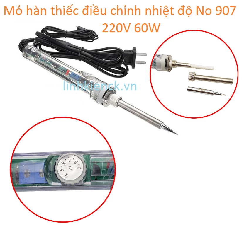 Mỏ hàn thiếc điều chỉnh nhiệt độ No 907 220V 60W 200-450 °C