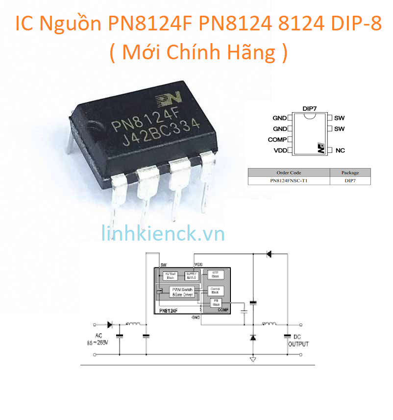 IC Nguồn PN8124F PN8124 8124 DIP-8 (Mới Chính Hãng)