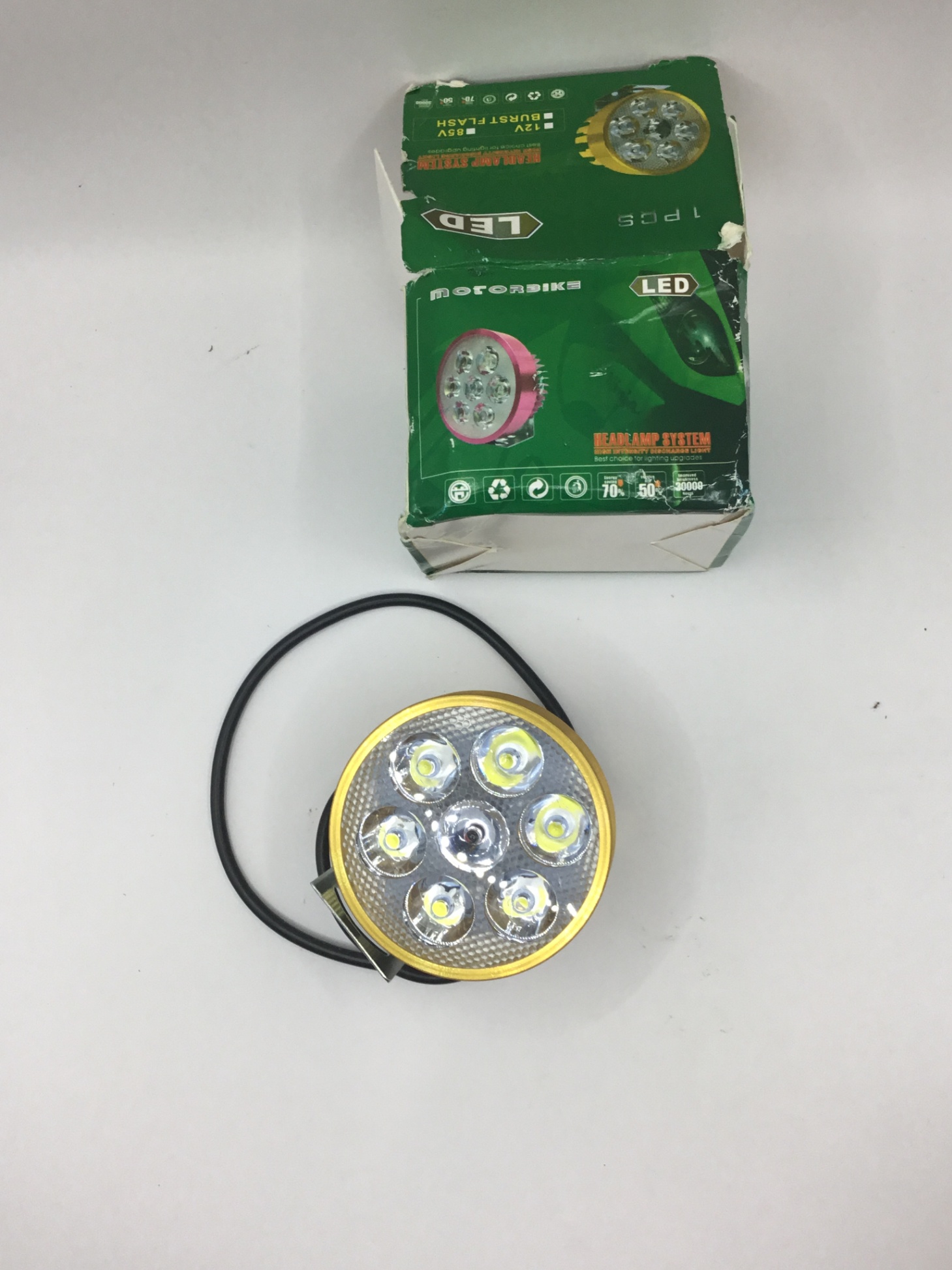 Đèn LED trợ sáng xe điện 7 bóng (màu vàng)