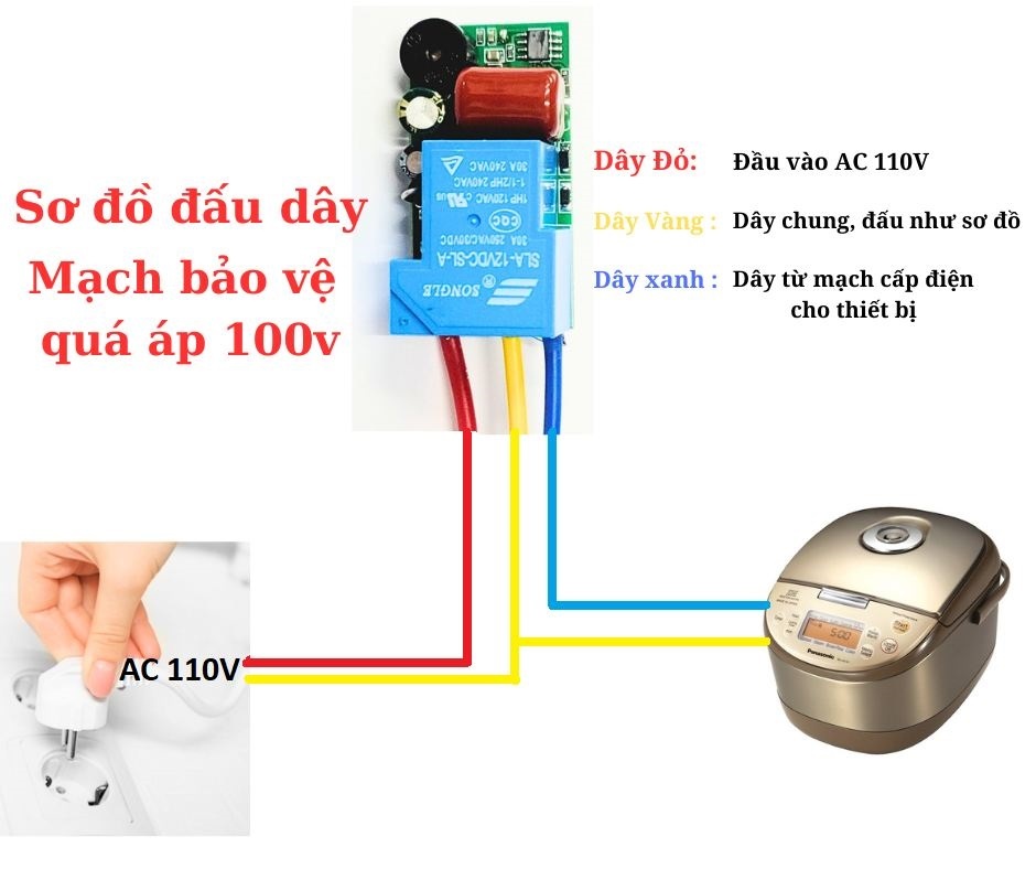 Bo mạch chống cắm nhầm điện 220V dùng bảo vệ các thiết bị nội địa Nhật 100v