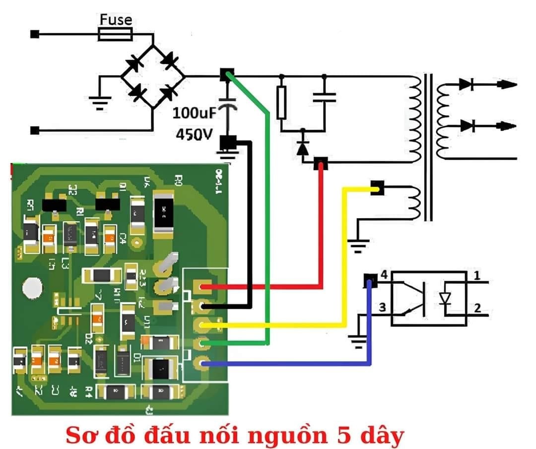 Mạch độ nguồn 5 dây có sẵn dao động (chất lượng tốt)