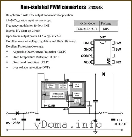 (2 con) IC nguồn PN8024S PN8024 N8024 8024S 8024 DIP 7