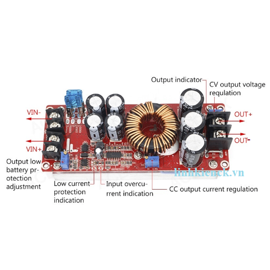 Mô Đun Tăng Áp 8-60V Sang 12-83V 1200W 20A DC Cho Xe Hơi Mạch Tăng Áp DC-DC 18A 1200W Vào 10-60VDC Ra 12-83VDC