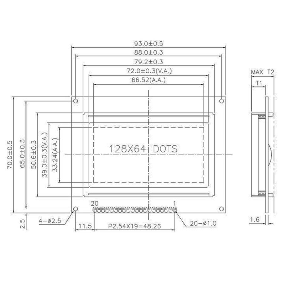 LCD Graphic 128x64 dòng KS0108 (Màu xanh dương)