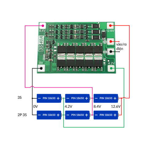 Mạch Sạc Xả 3S 12V-40A cân bằng và bảo vệ pin 18650 / Li-ion 3.7v (có chức năng phục hồi)