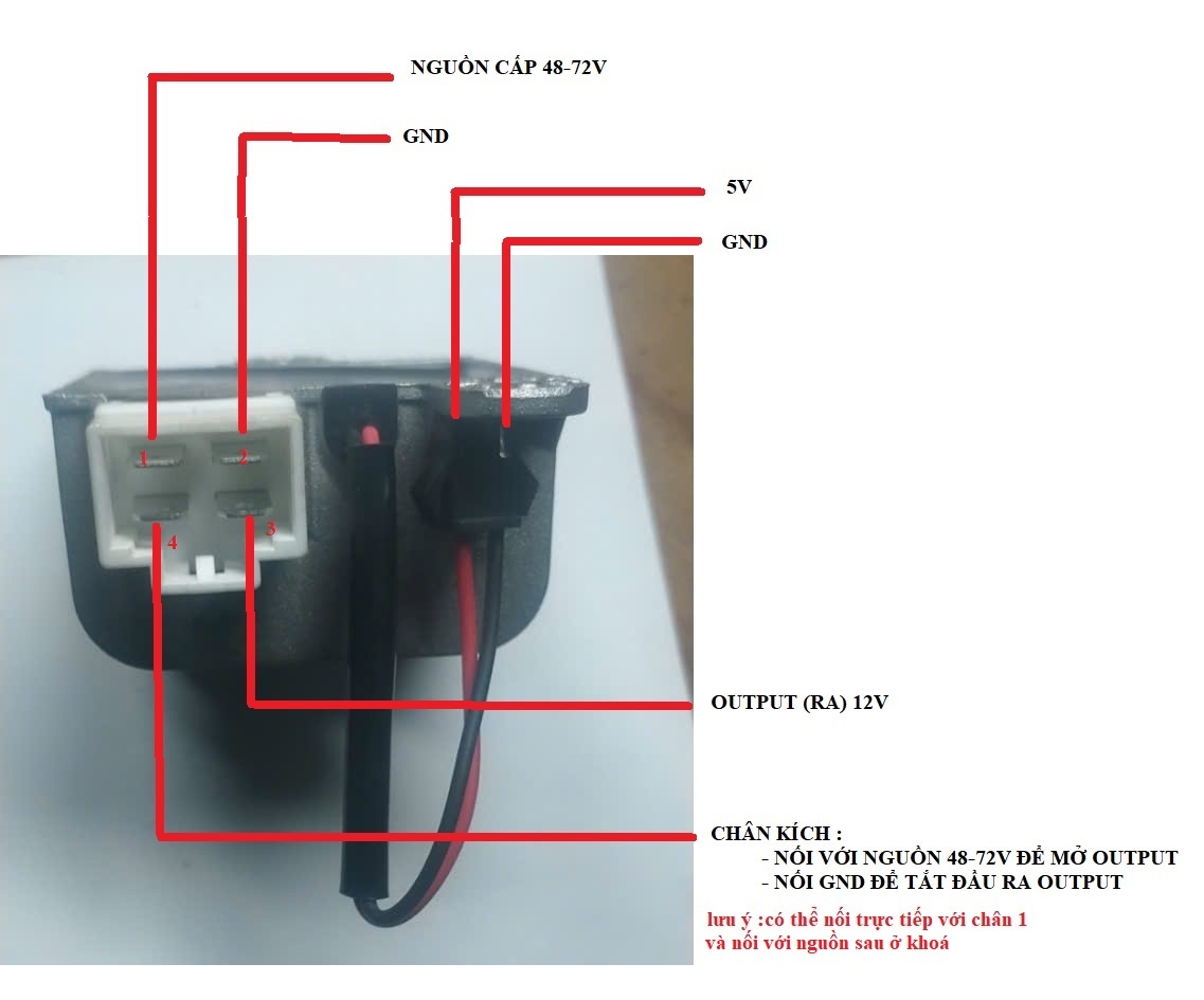 Đổi nguồn gang đúc 12V xe điện dùng 36-72V Yadea
