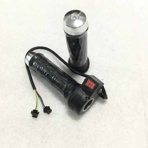Tay ga xe điện có nút ấn 3 nấc bọc nhôm (màu bạc)/ tay ga xe điện nút 3 tốc độ (hàng chất lượng)