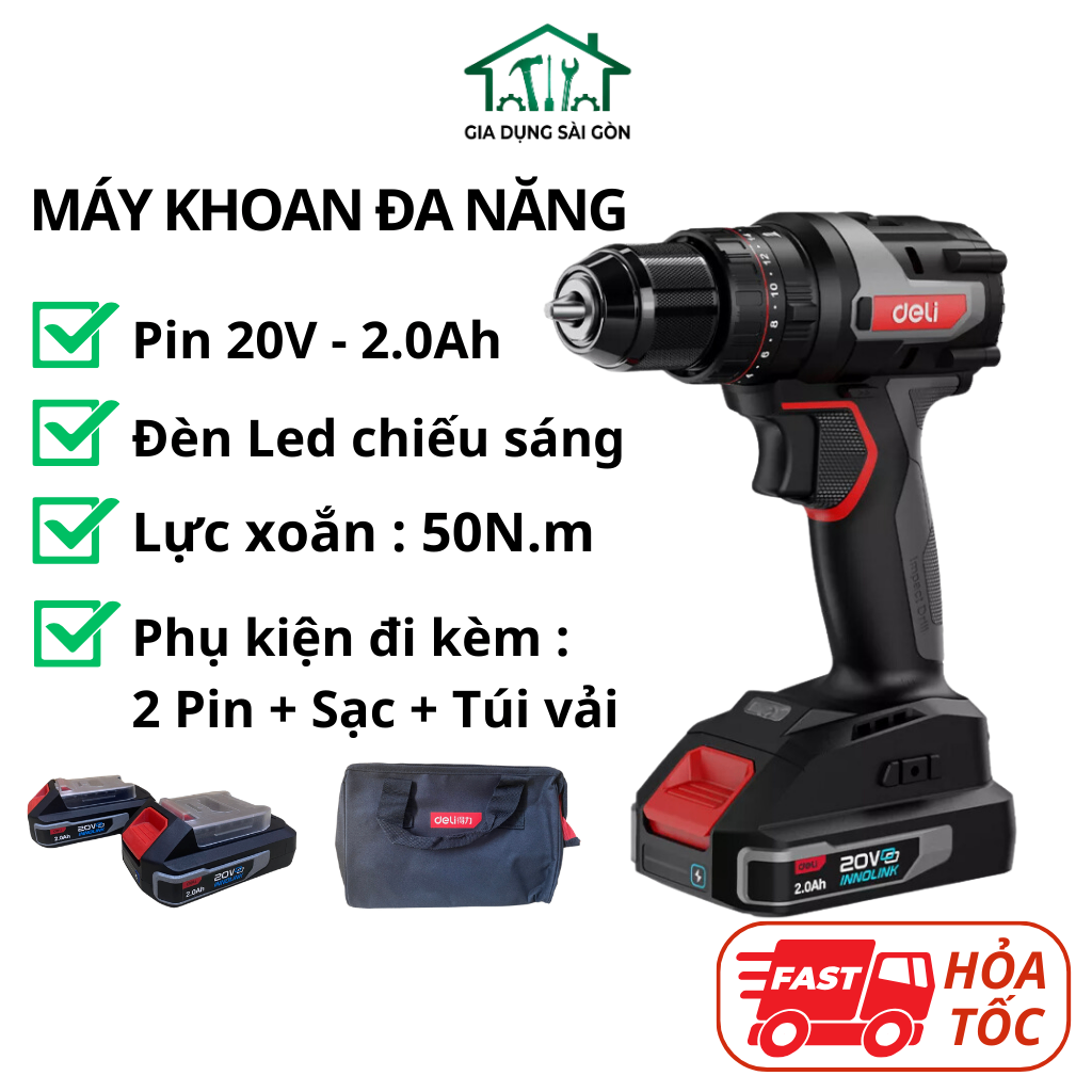 Máy khoan pin 20V-2.0Ah - EDE-CZ20-2D2