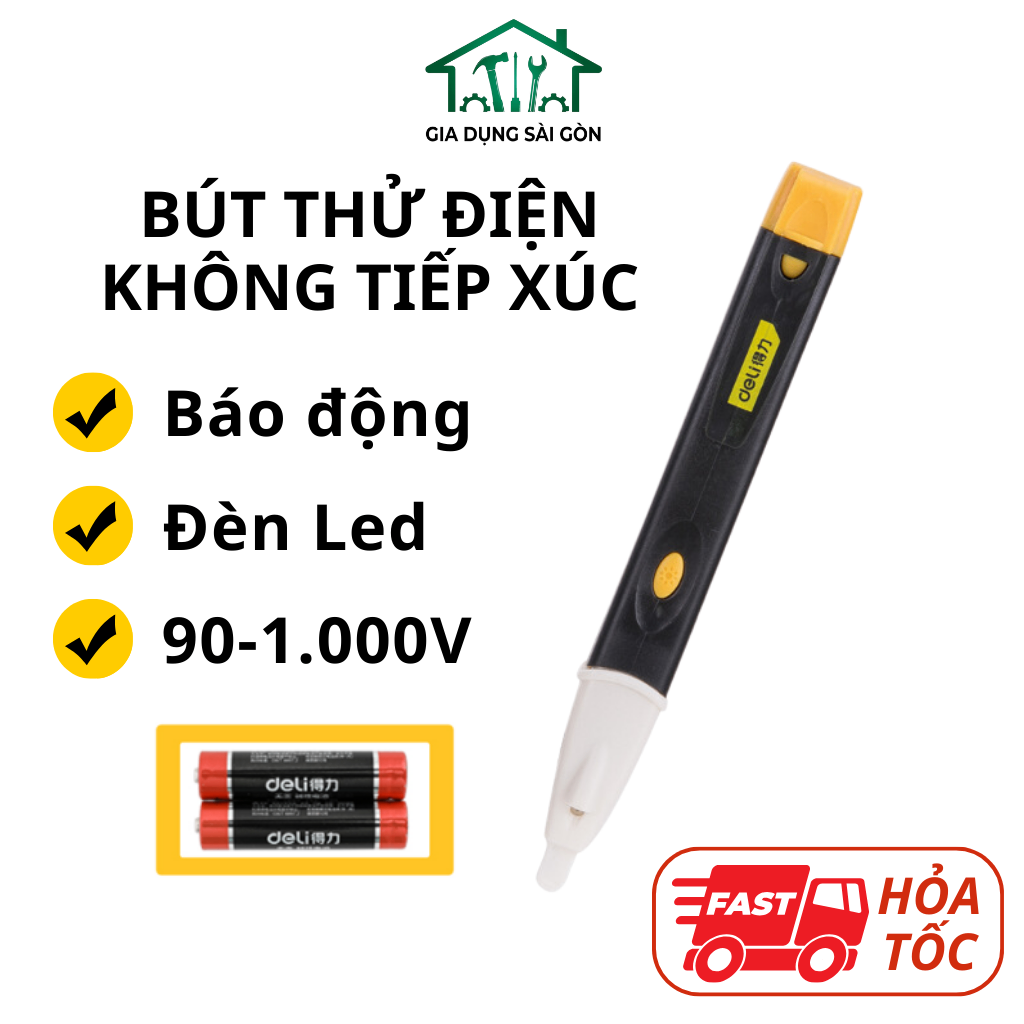 Bút thử điện không tiếp xúc, dùng 2 pin AAA, 90-1000V