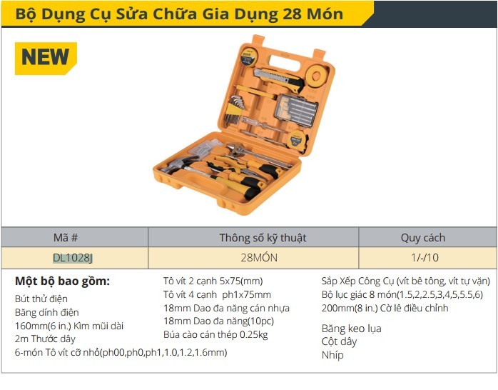 Bộ dụng cụ gia dụng 28c/bộ