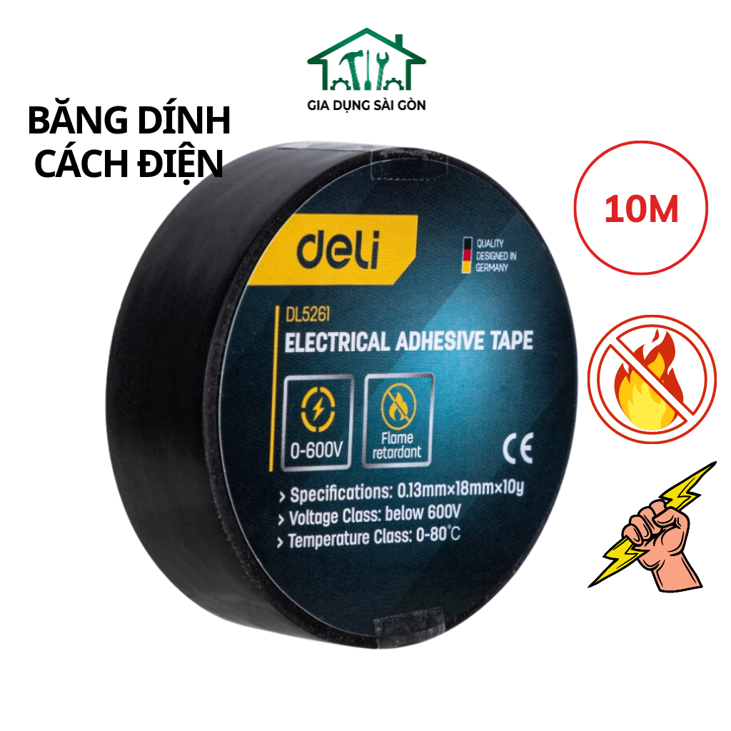 Băng dính cách điện 0.13mmx18mmx10m - Đen