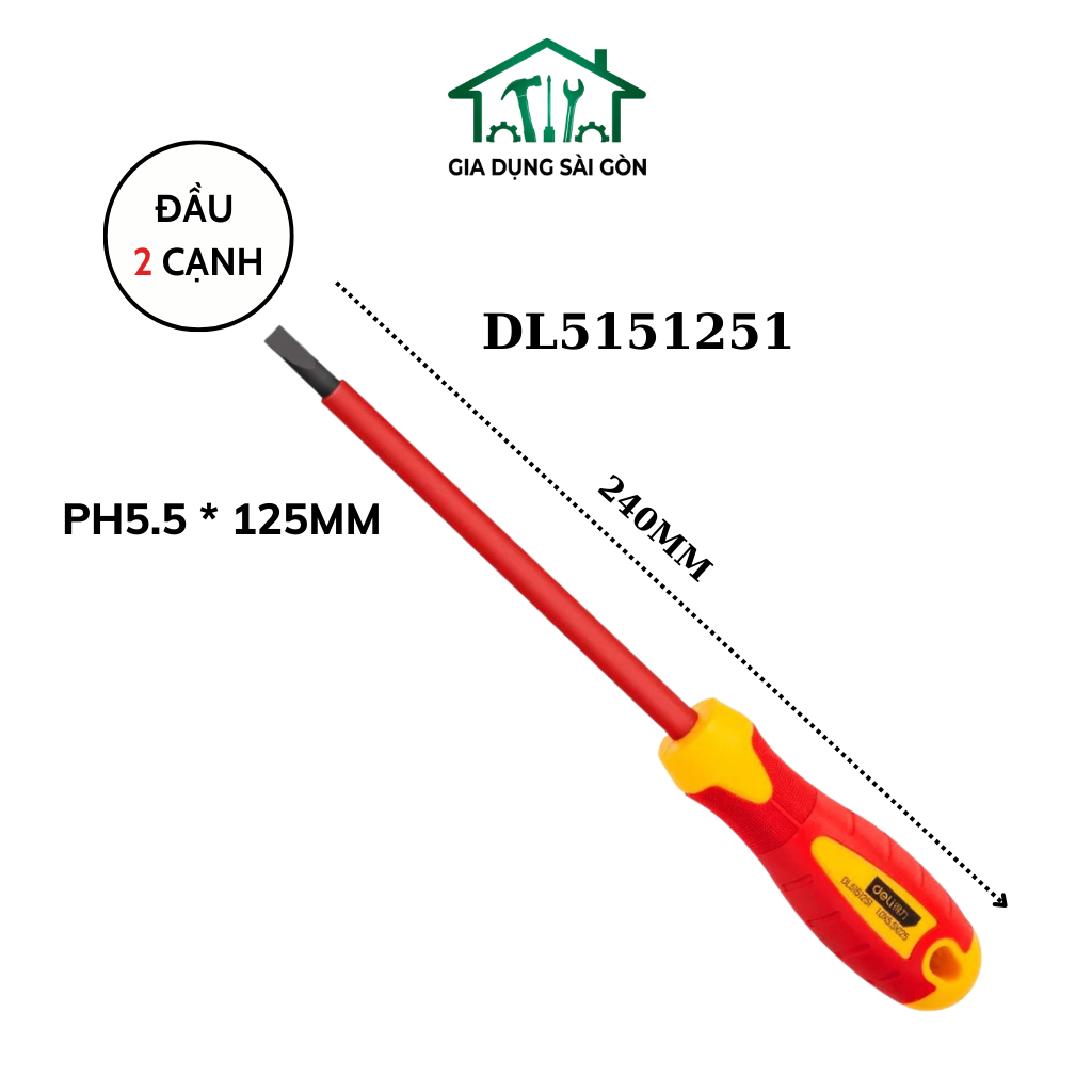 Tua vít cách điện 2 cạnh 5.5x125mm