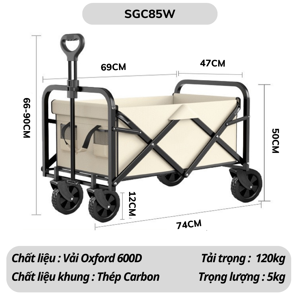 Xe kéo dã ngoại vải dù loại giày trắng