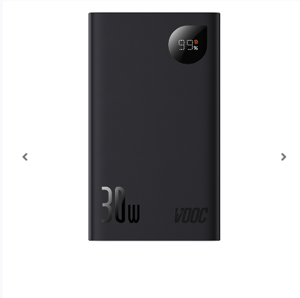 Baseus Adaman2 Digital Display Fast Charge Power Bank 20000mAh 30W （VOOC Edition） Black（With Simple Series Charging Cable USB to Type-C 3A 0.3m Black) - Đen