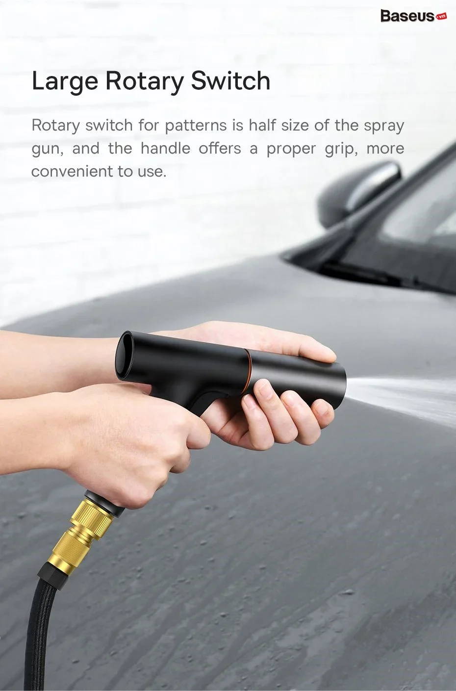 Bộ Vòi Tăng Áp Xịt Rửa Xe Ô Tô Baseus GF5 Car Wash Spray Nozzle - Bộ vòi + dây 15m