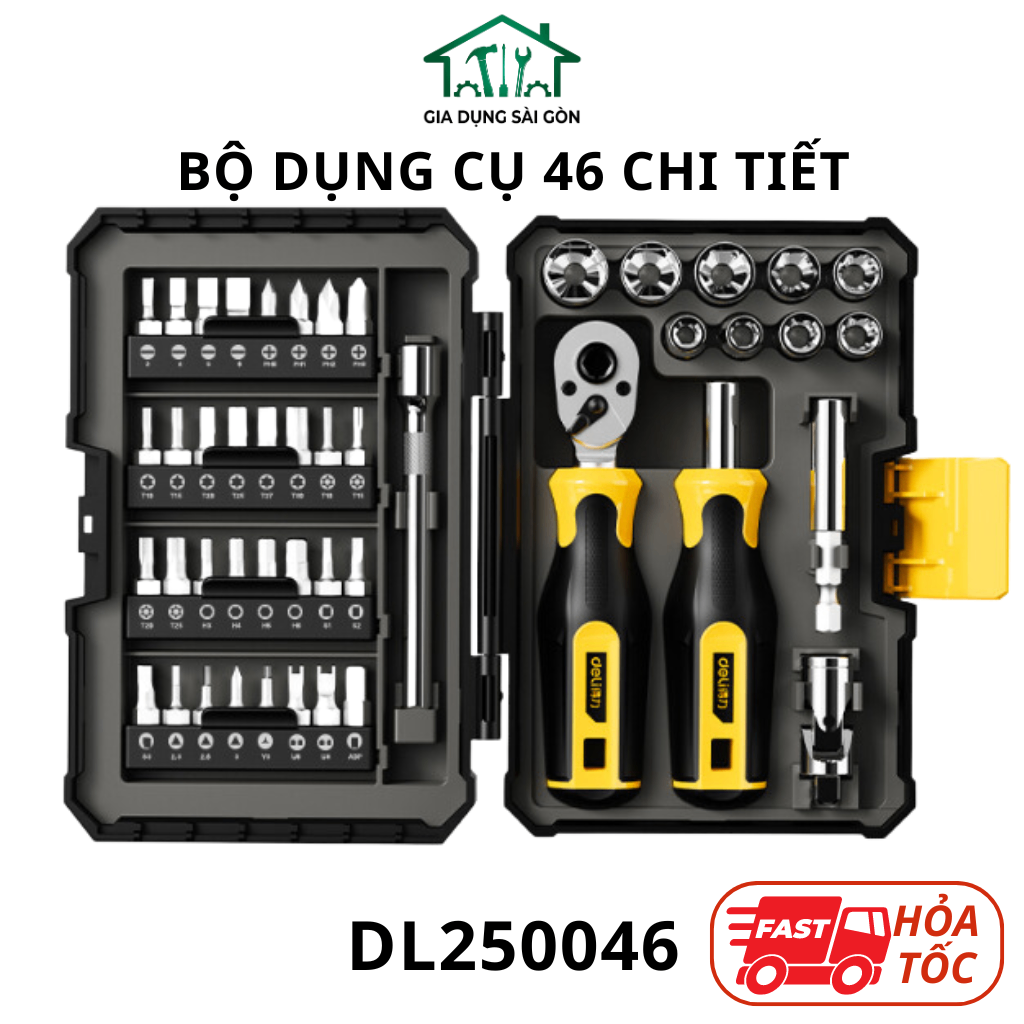 Bộ dụng cụ Deli 46 chi tiết