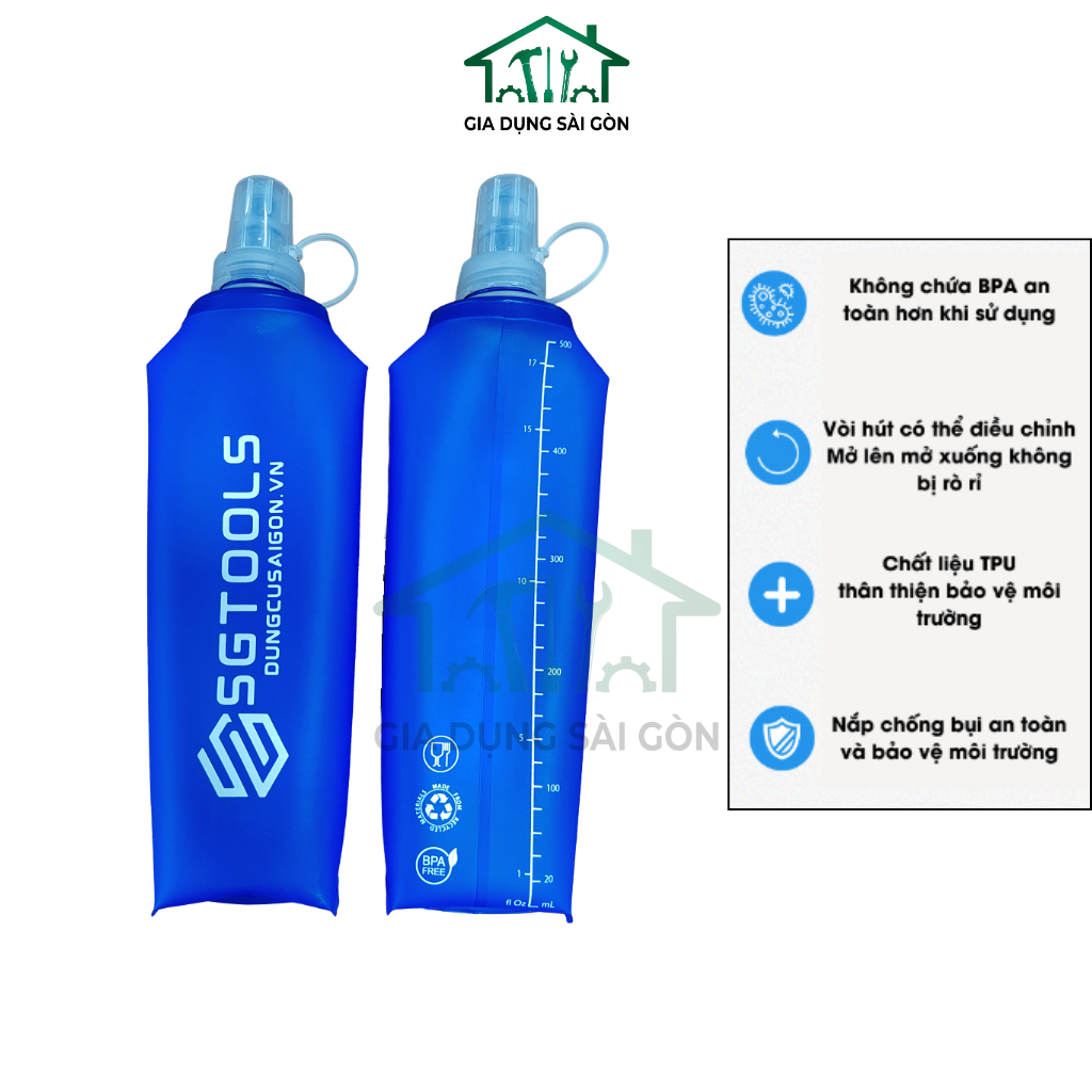 Bình Nước Mềm Cầm Tay Chạy Bộ SGTOOLS - 500ML