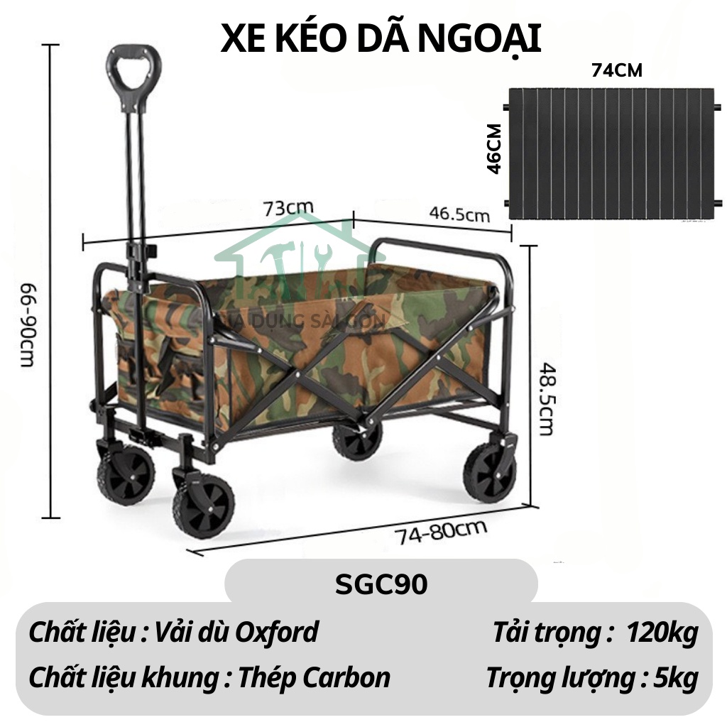 Combo xe kéo SGC90 + mặt bàn màu Đen Size vừa - 46 x 74