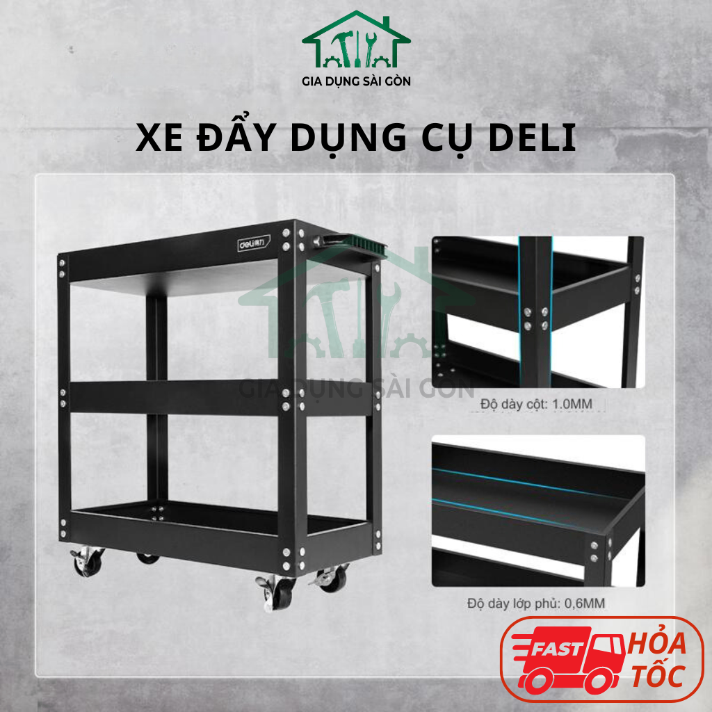 Xe Đẩy Dụng Cụ Chính Hãng Deli - Size M