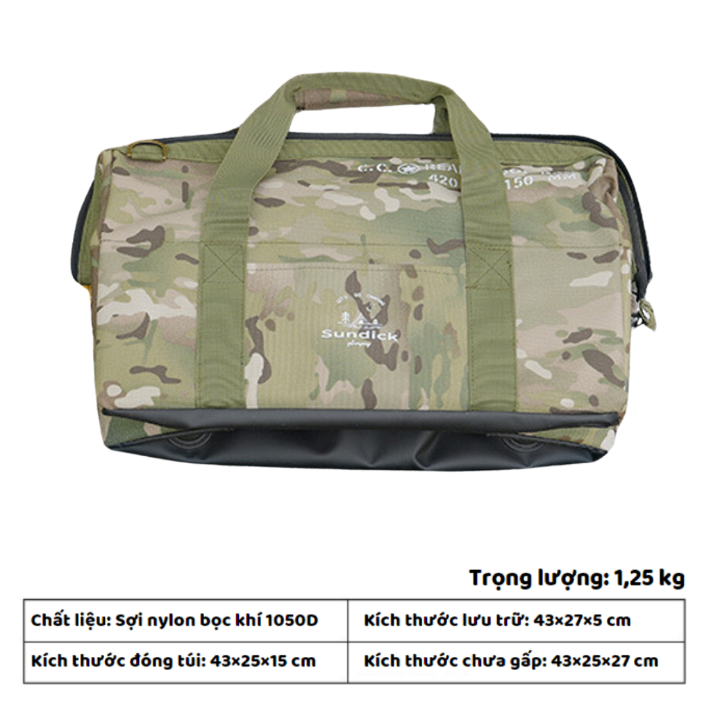 Túi Đựng Dụng Cụ Camping Dã Ngoại Đa Năng Sợi Nylon Bọc Khí 1050D SGTOOLS - Camo