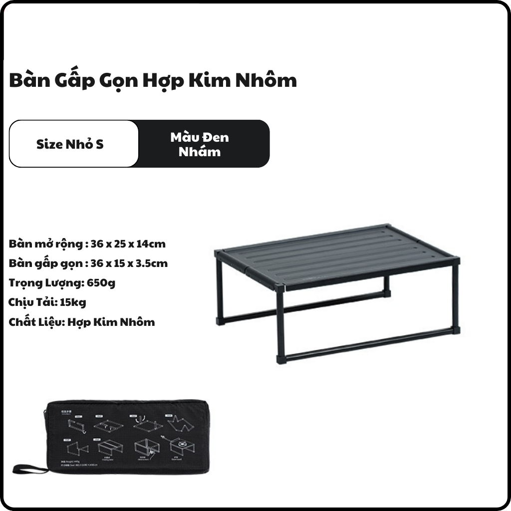 Bàn Gấp Gọn Dã Ngoại Bằng Hợp Kim Nhôm Tiện Lợi Camping, Picnic SUNDICK - Size S