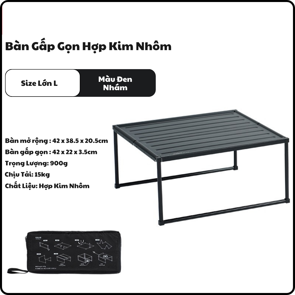 Bàn Gấp Gọn Dã Ngoại Bằng Hợp Kim Nhôm Tiện Lợi Camping, Picnic SUNDICK - Size L