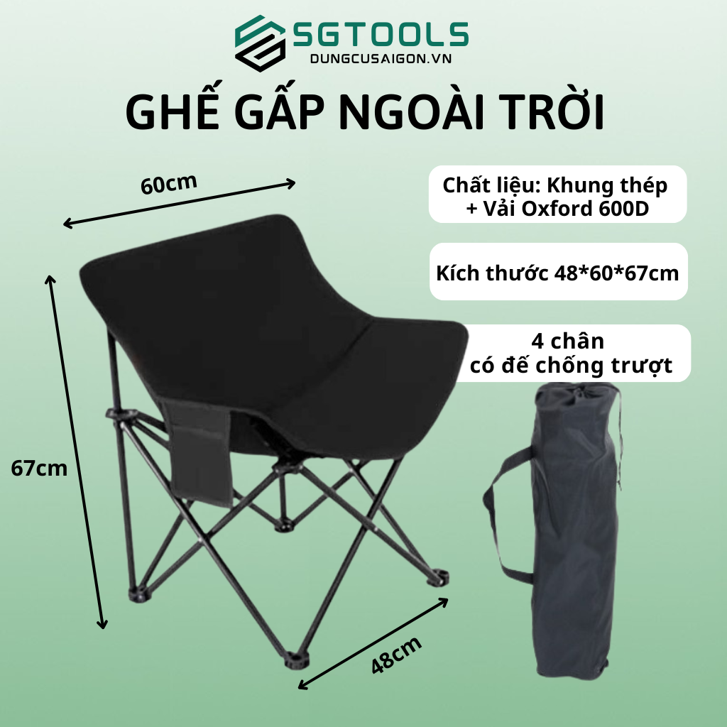 Ghế gấp gọn có dựa lưng - Xanh