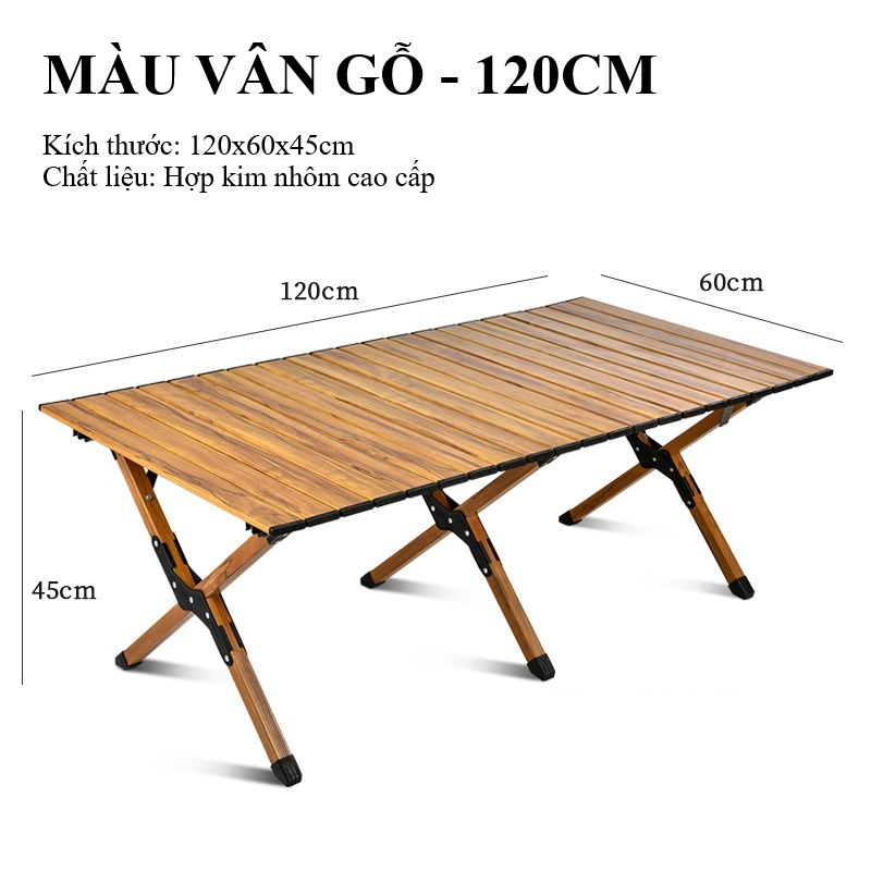 BÀN GẤP GỌN MÀU VÂN GỖ - 120CM