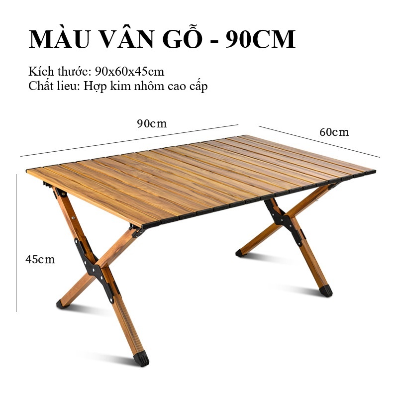 BÀN GẤP GỌN MÀU VÂN GỖ - 90CM