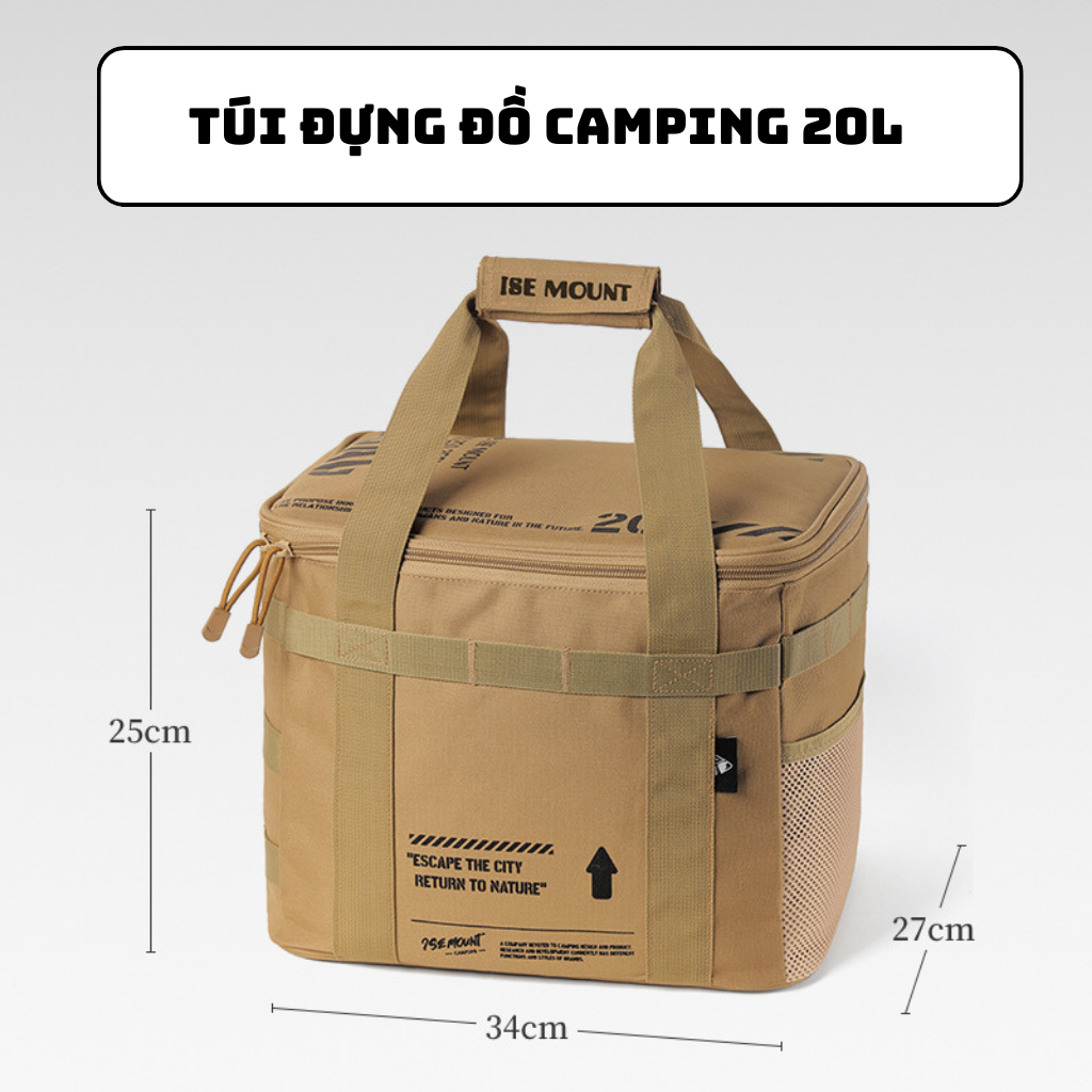 Túi Đựng Đồ Dung Tích 20L Chất Liệu Vải Cao Cấp 600DPU, Tiện Lợi - Màu Kaki