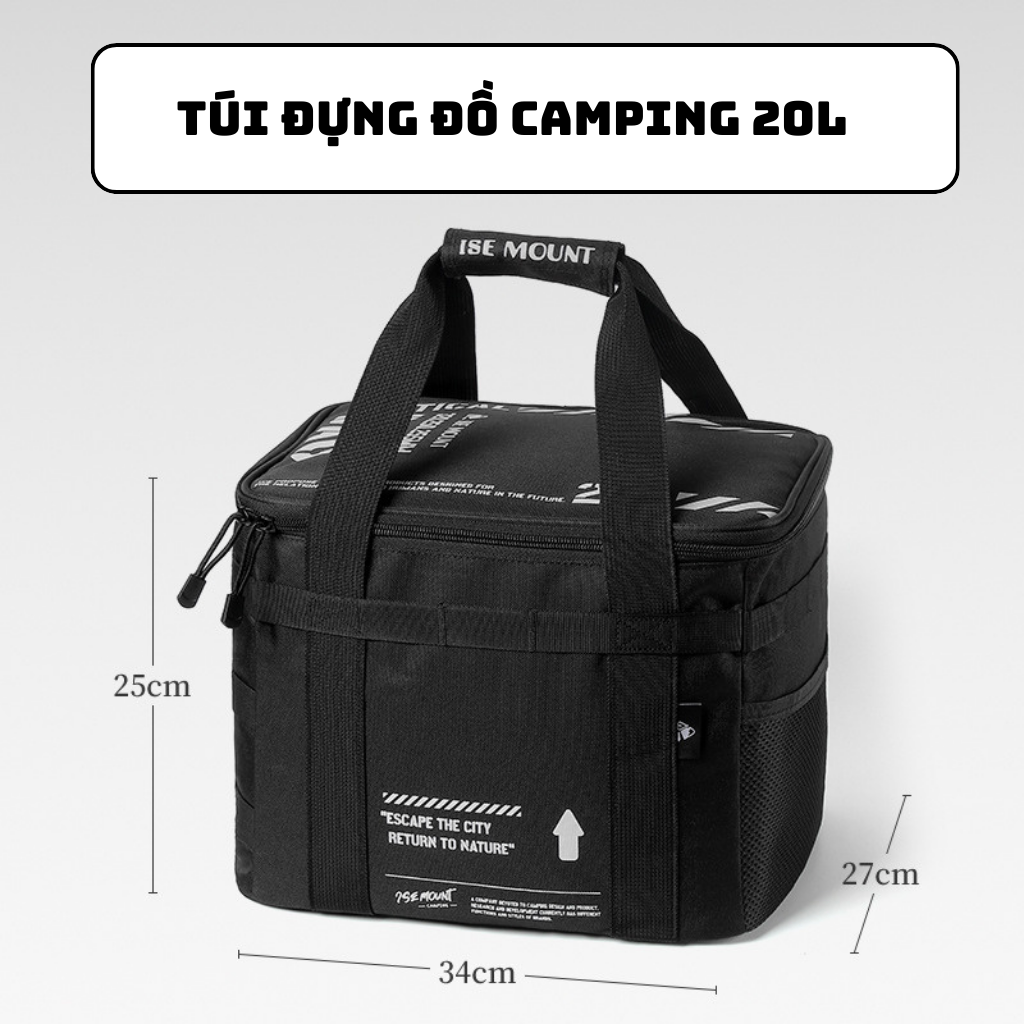 Túi Đựng Đồ Dung Tích 20L Chất Liệu Vải Cao Cấp 600DPU, Tiện Lợi - Màu Đen