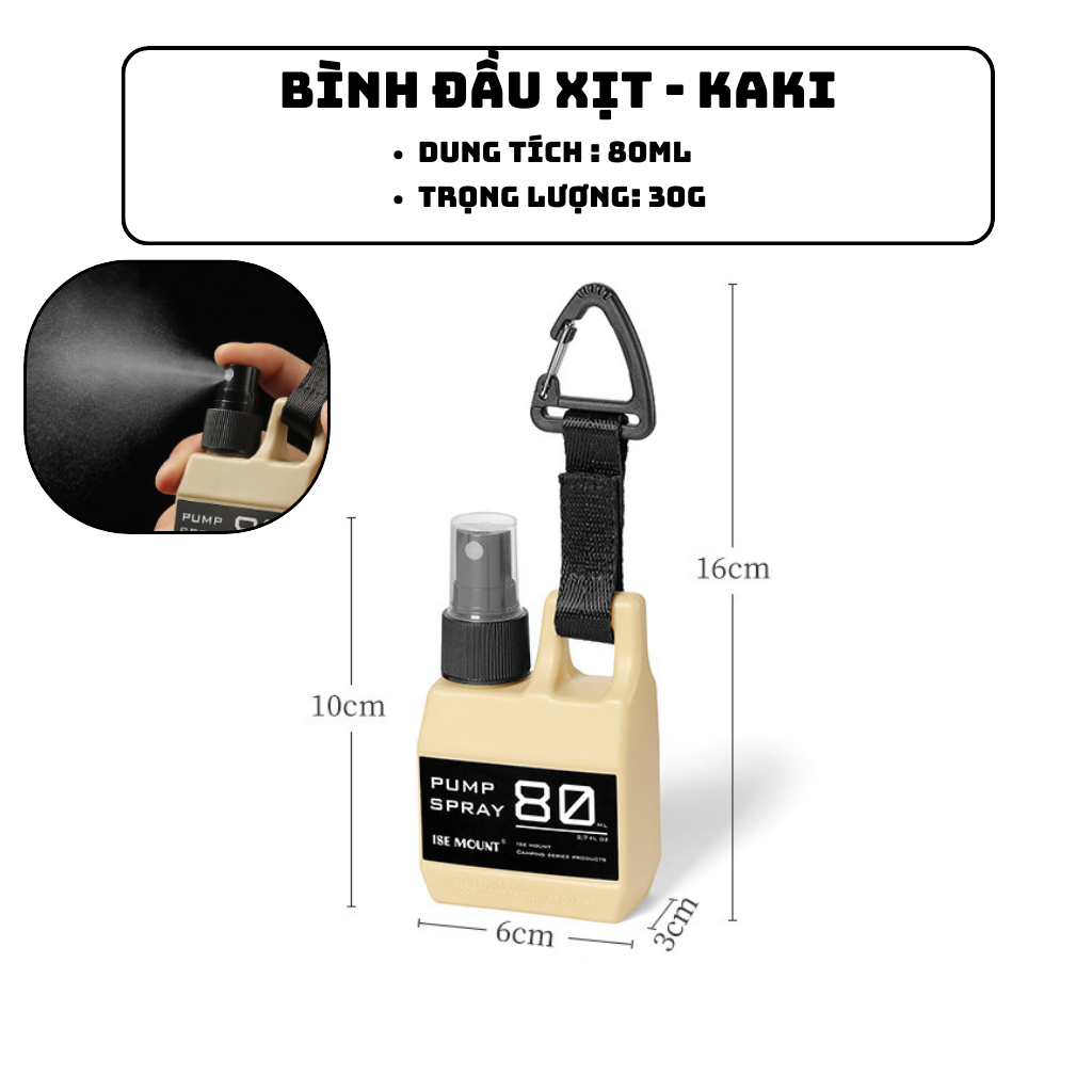 Bình Xịt Đa Năng Dung Tích 80ml Làm Bằng Nhựa PE, PP - Kaki Đầu Xịt