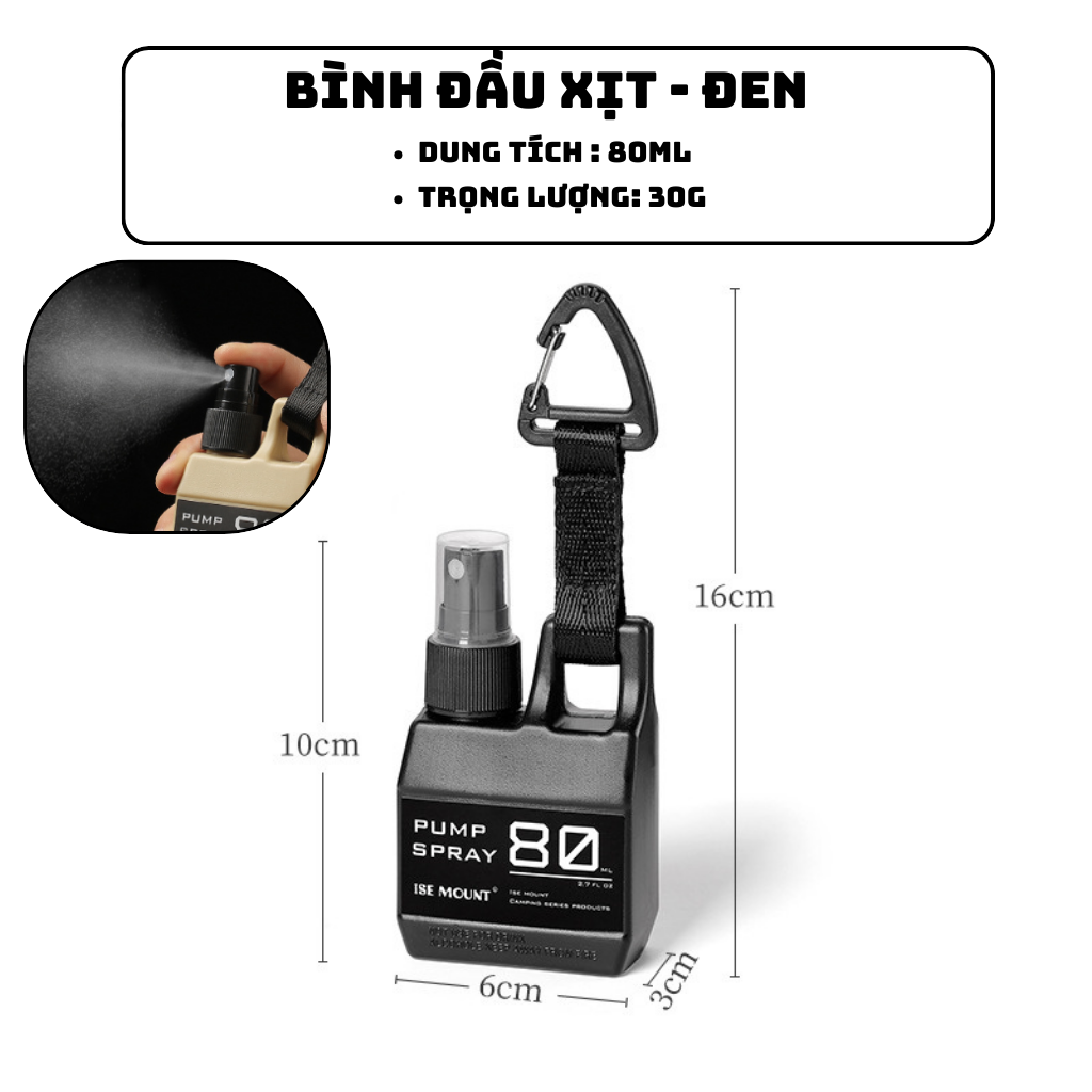 Bình Xịt Đa Năng Dung Tích 80ml Làm Bằng Nhựa PE, PP - Đen Đầu Xịt