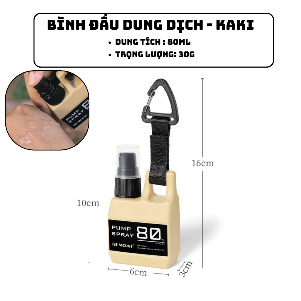 Bình Xịt Đa Năng Dung Tích 80ml Làm Bằng Nhựa PE, PP - Kaki Đầu Dung Dịch